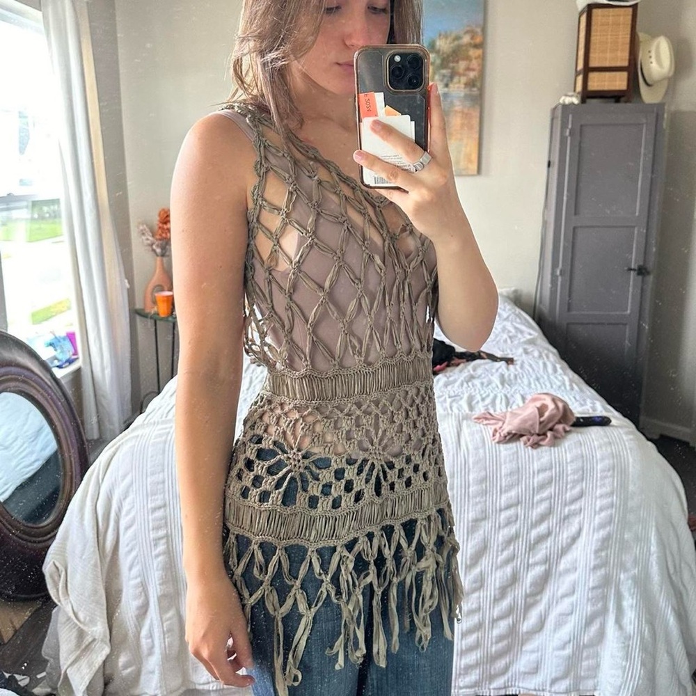 Brown braided top